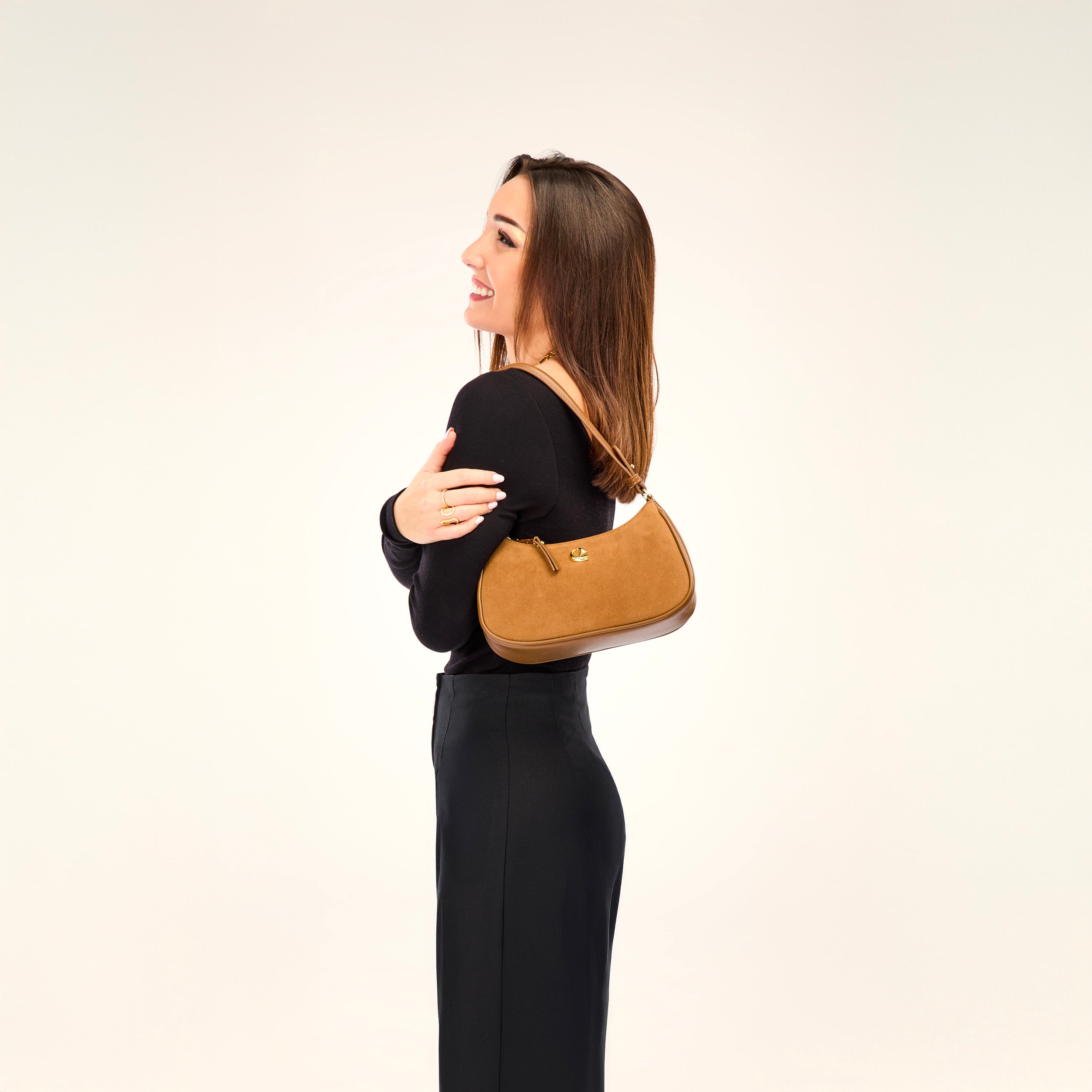 Sac Lune - suede camel