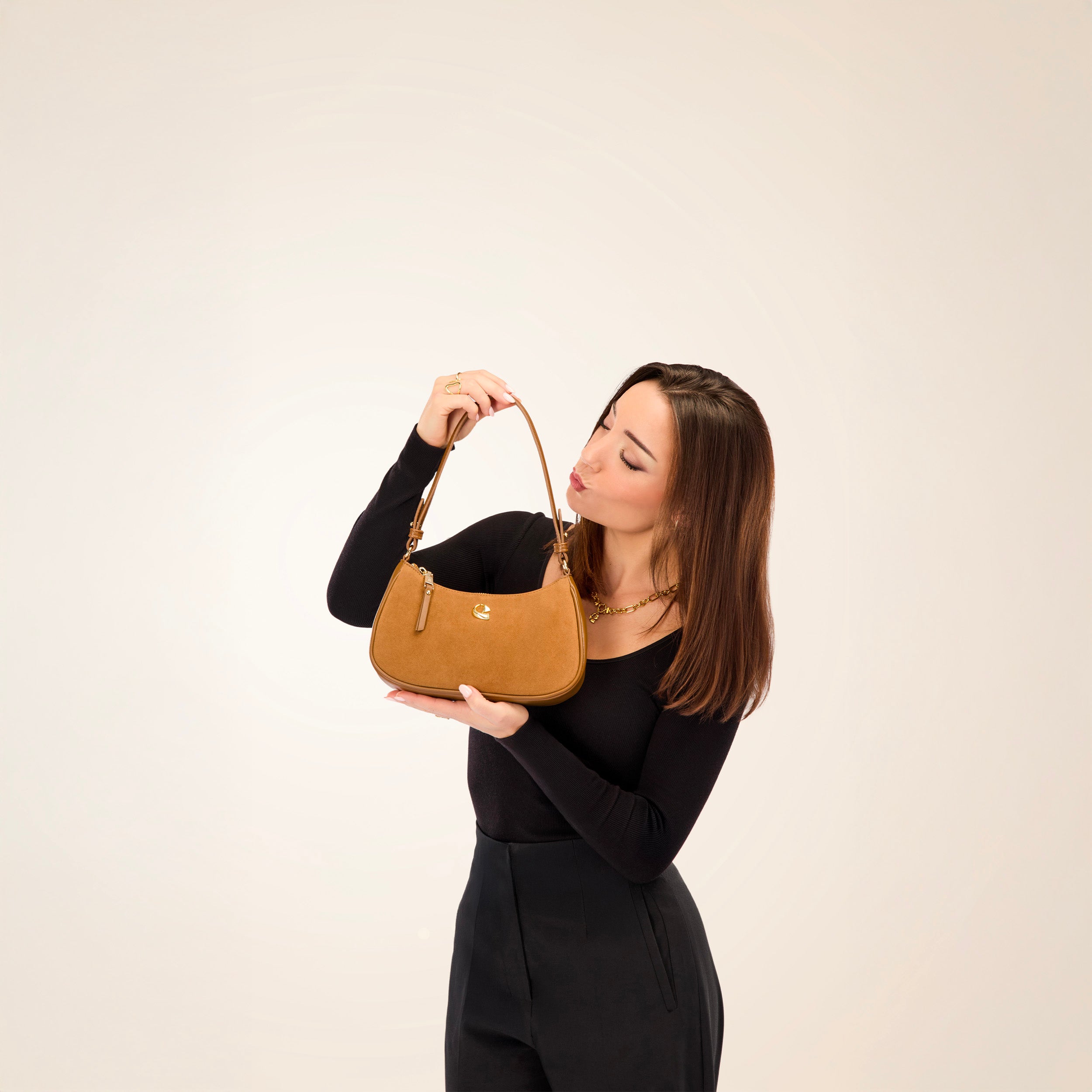 Sac Lune - suede camel