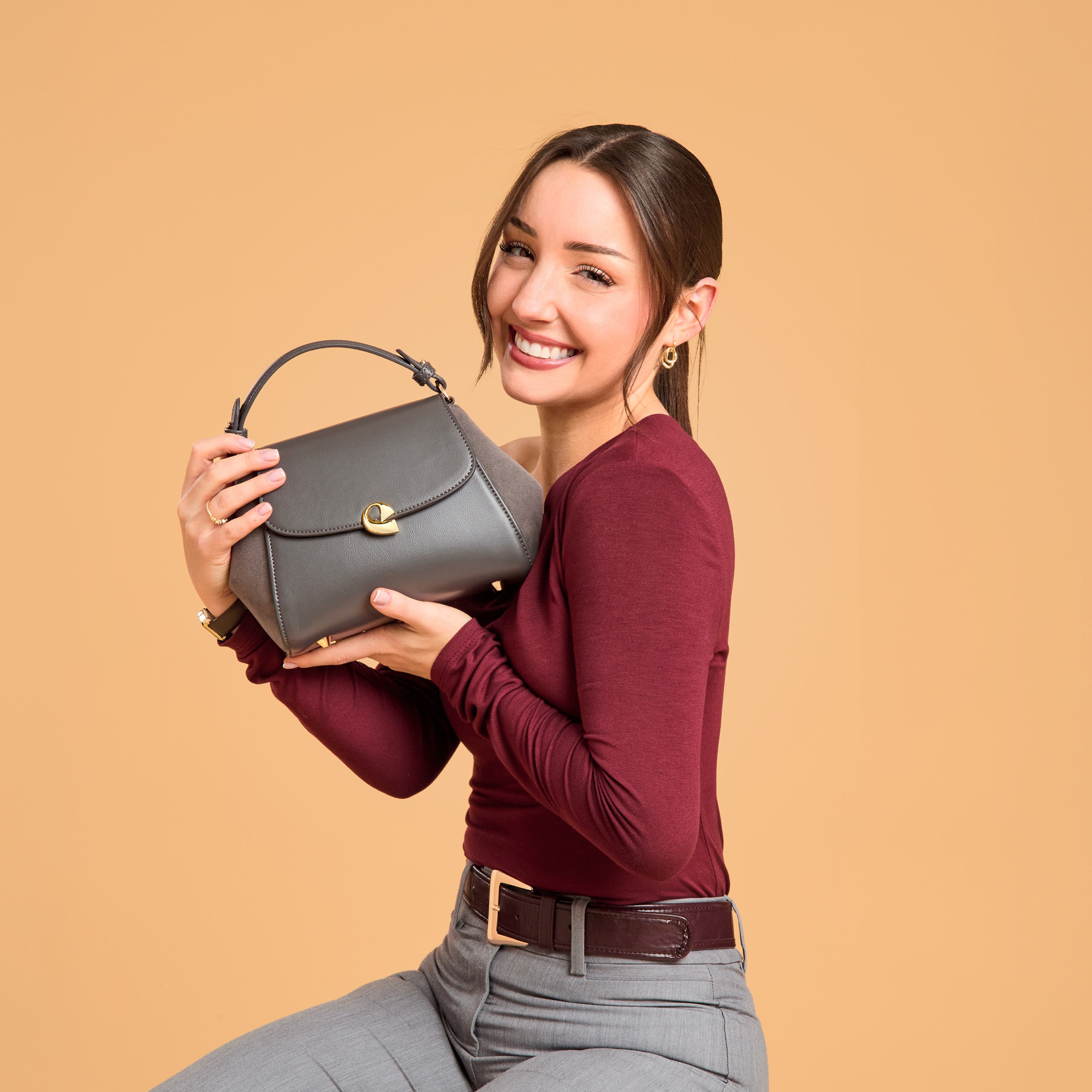 Sac Aura Précieuse - Suede gris graphite