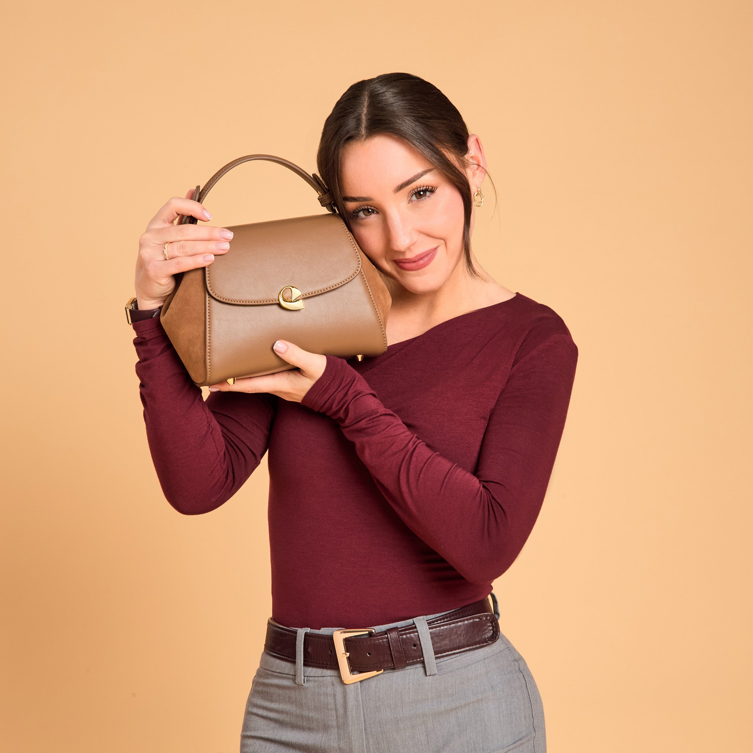 Sac Aura Précieuse - Suede camel