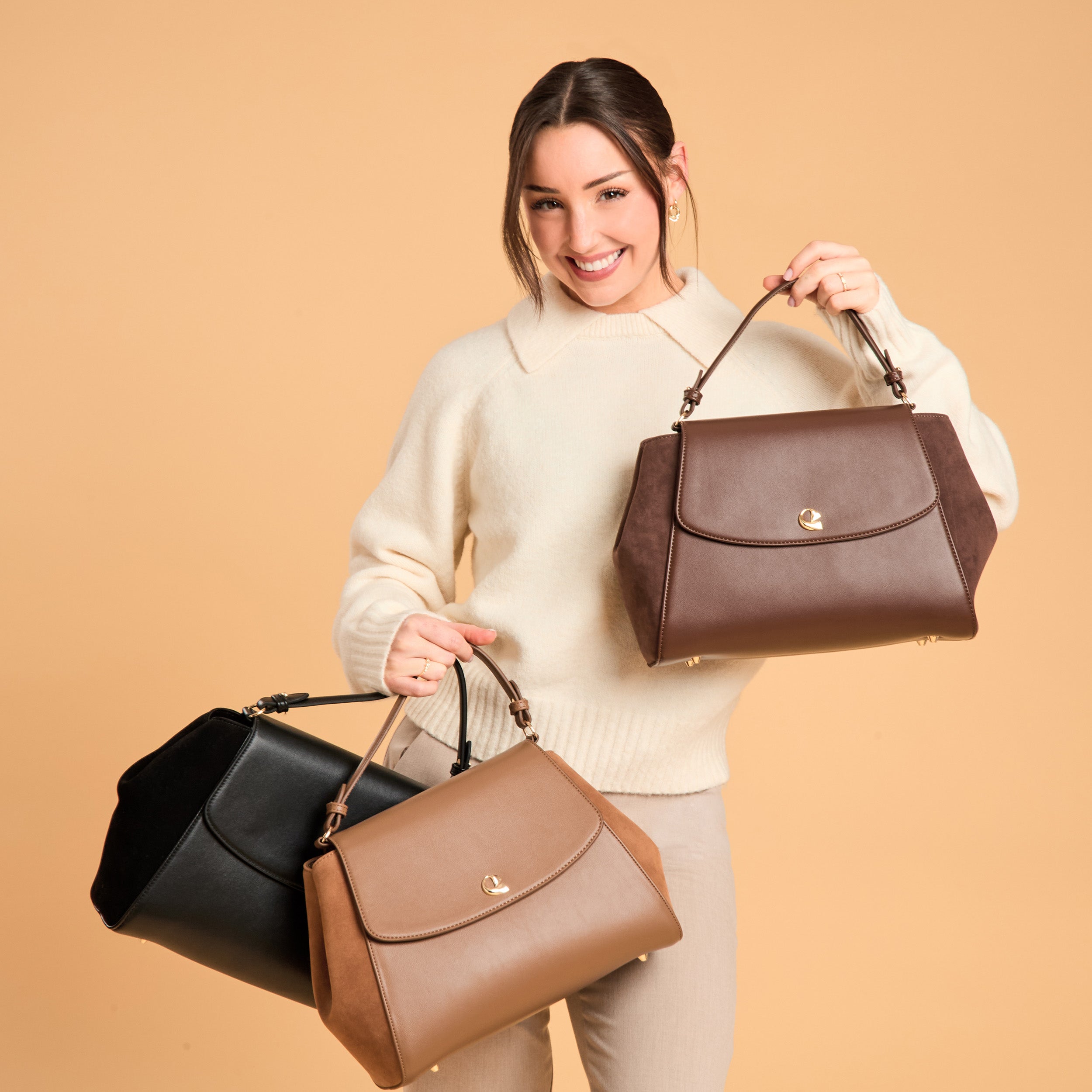 Sac Aura spacieuse - Suede camel