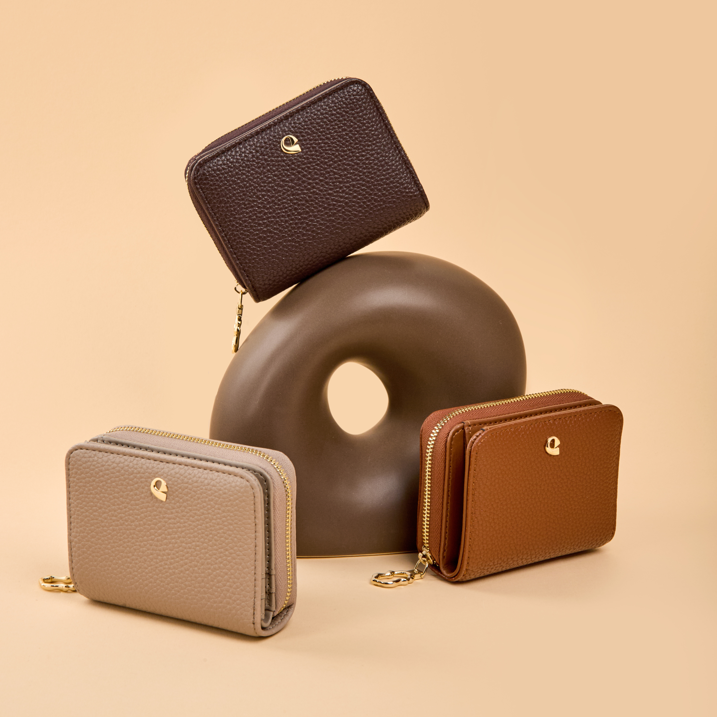Portefeuille Aura grainé - chocolat