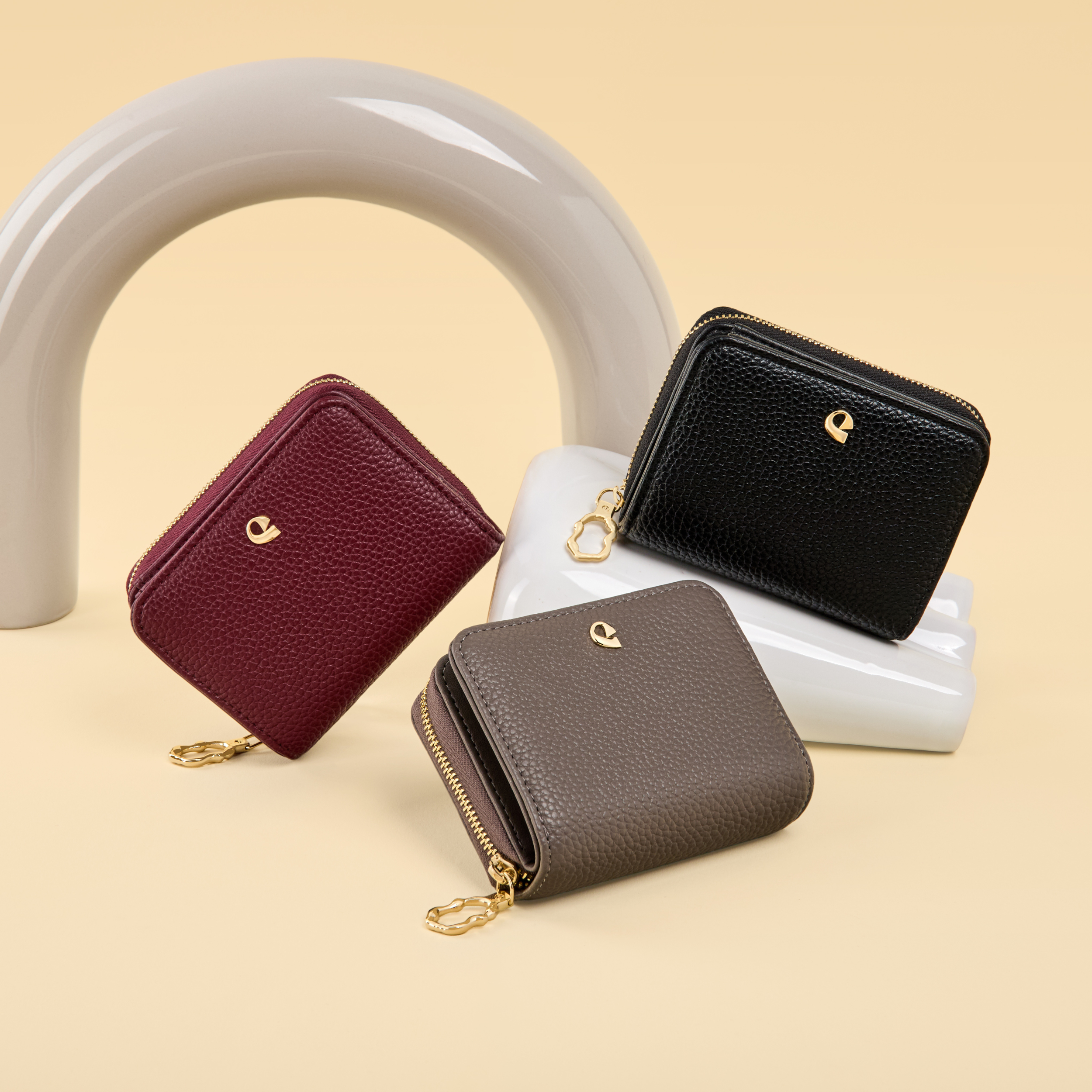 Portefeuille Aura grainé - burgundy