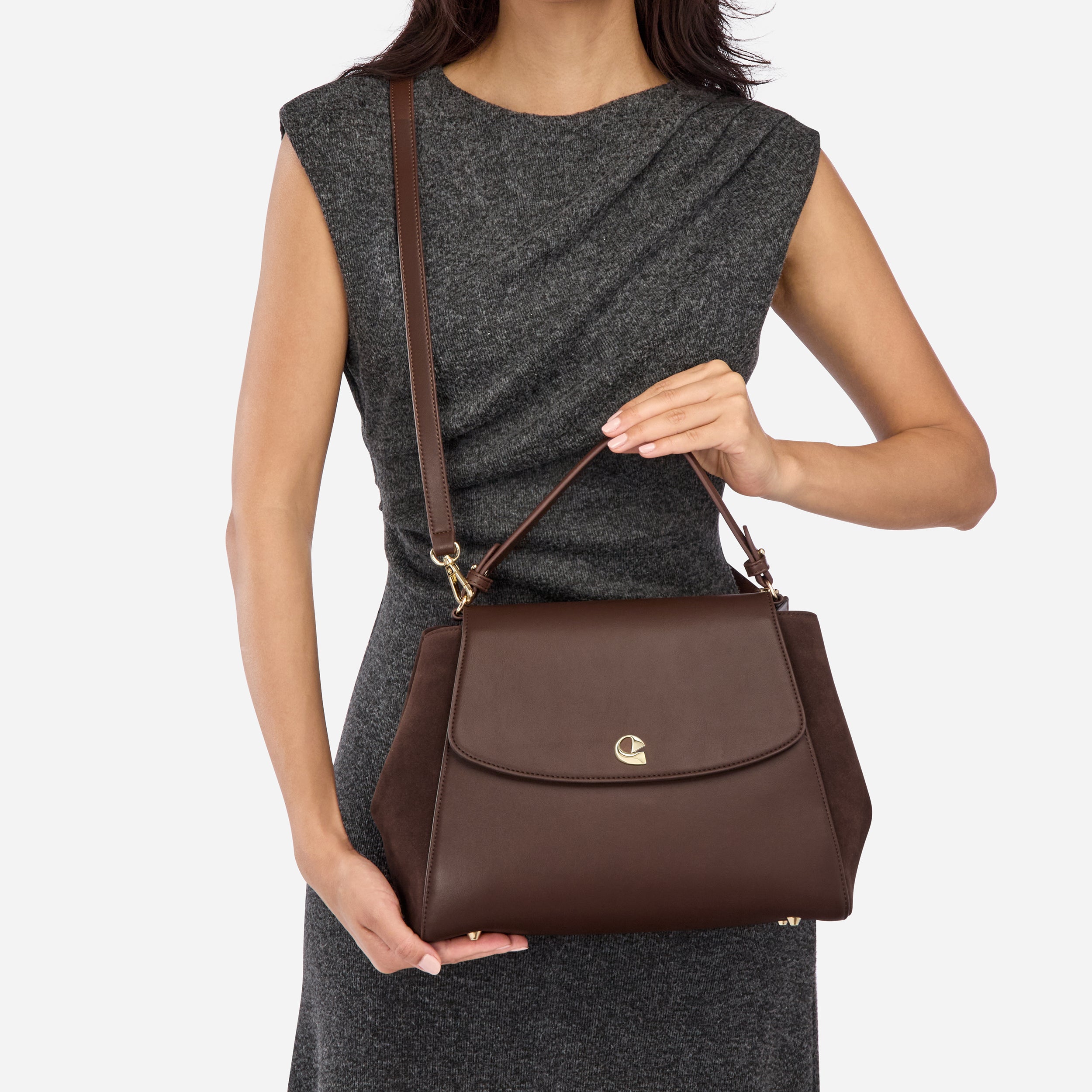 Sac Aura spacieuse suede chocolat