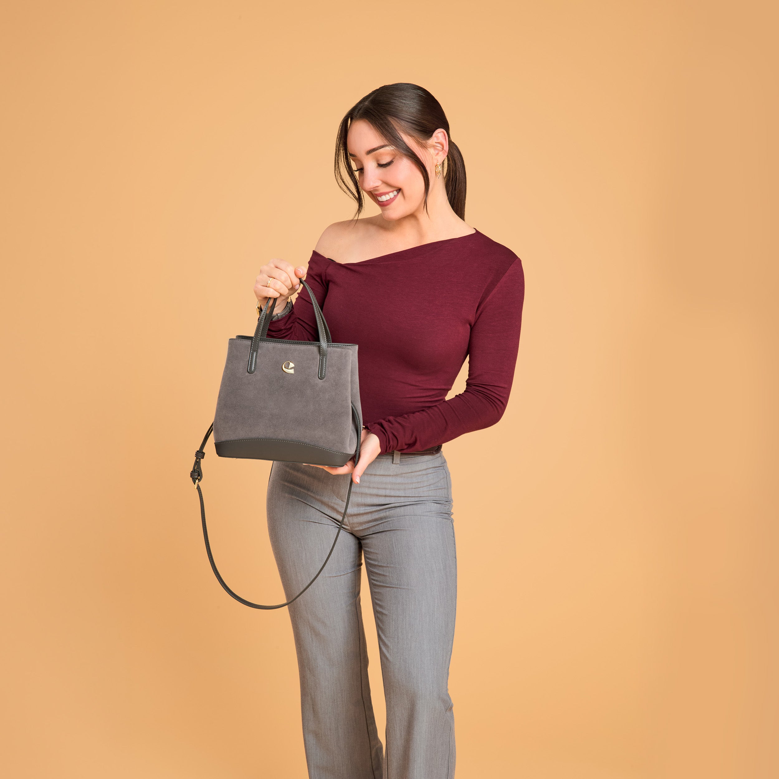 Sac Céleste mini Suede - gris graphite