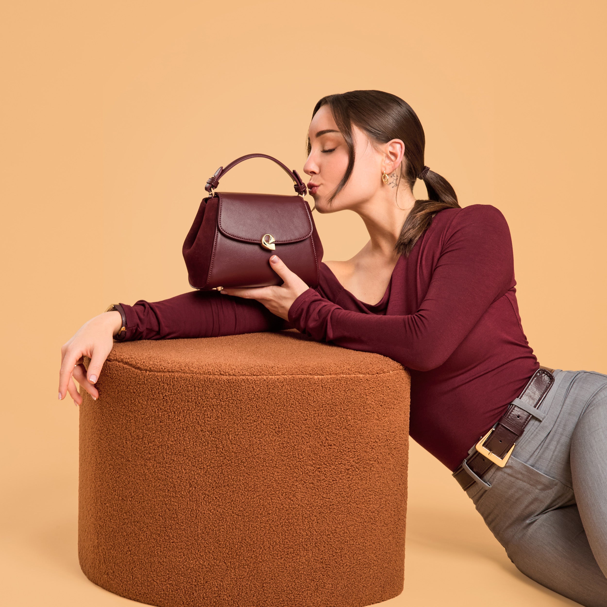 Sac Aura Précieuse - Suede burgundy