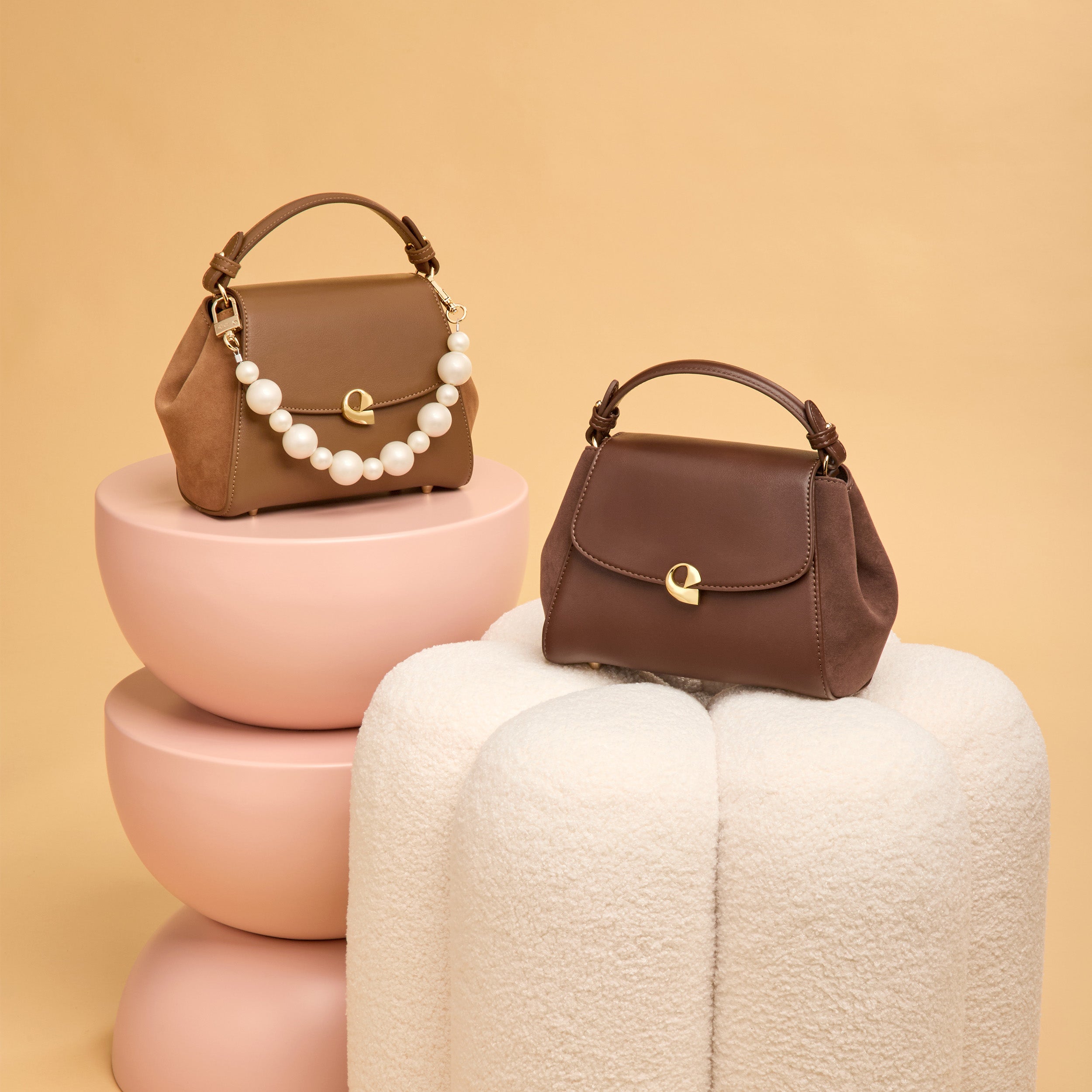 Sac Aura Précieuse - Suede camel