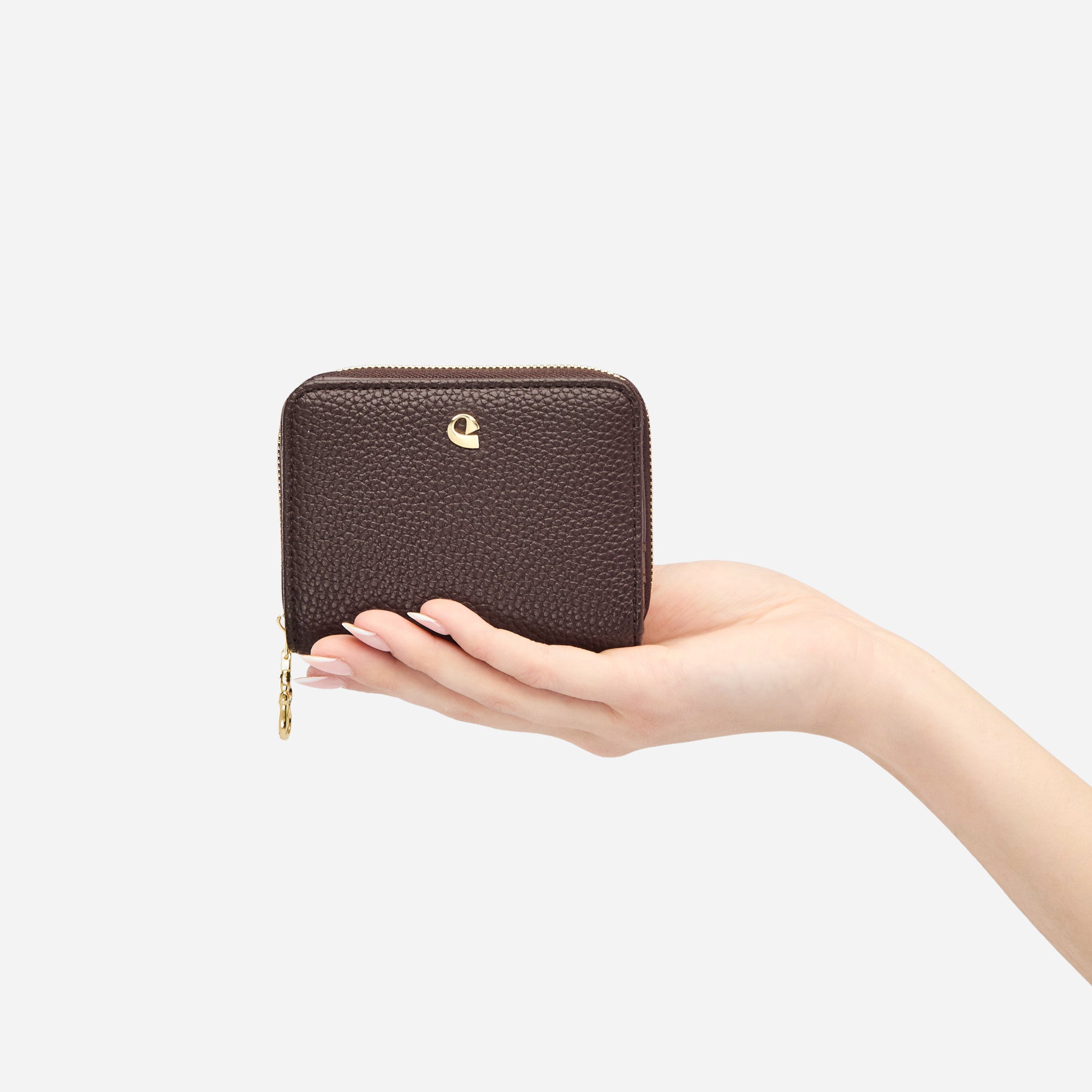 Portefeuille Aura grainé - chocolat