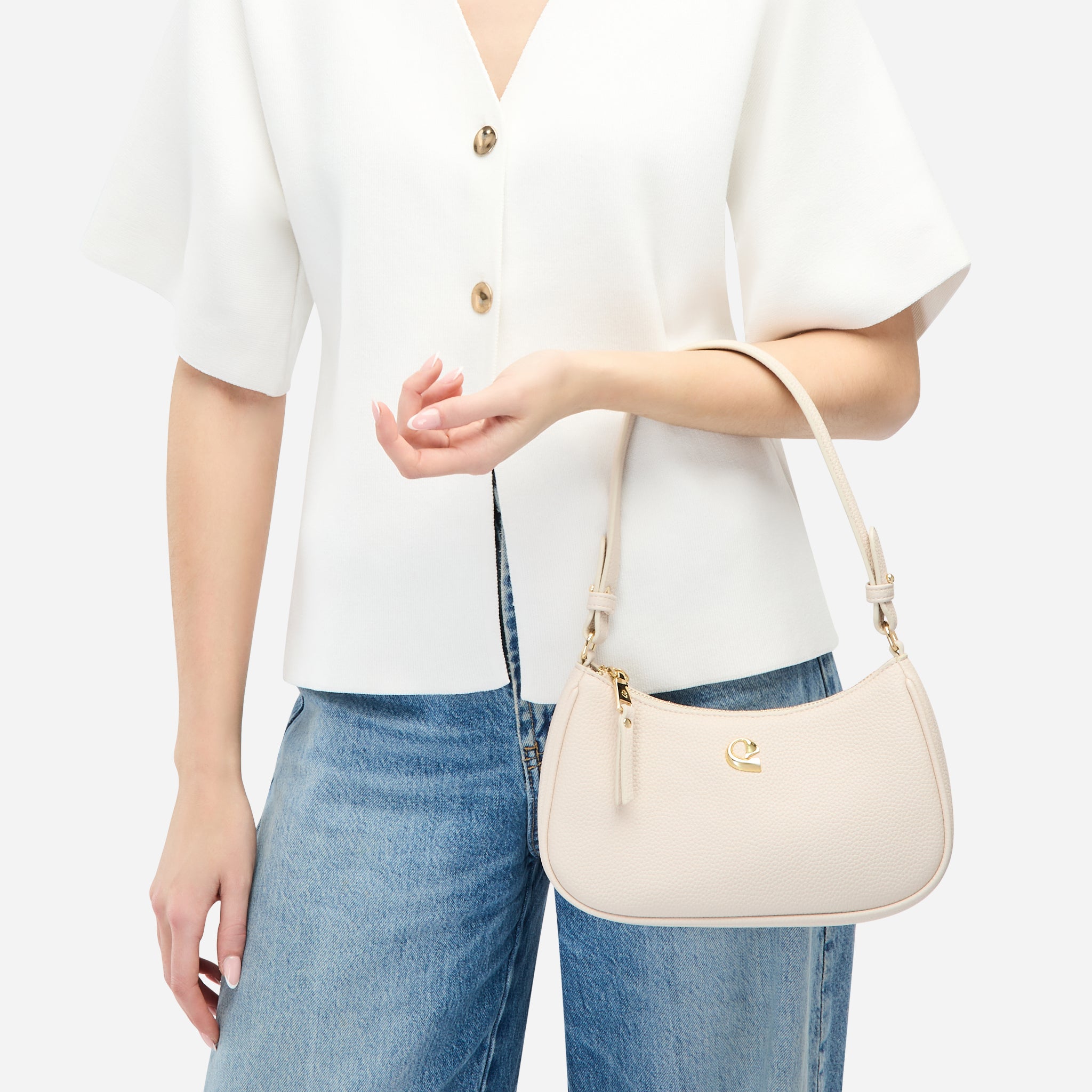 Sac Lune grainé - blanc cassé