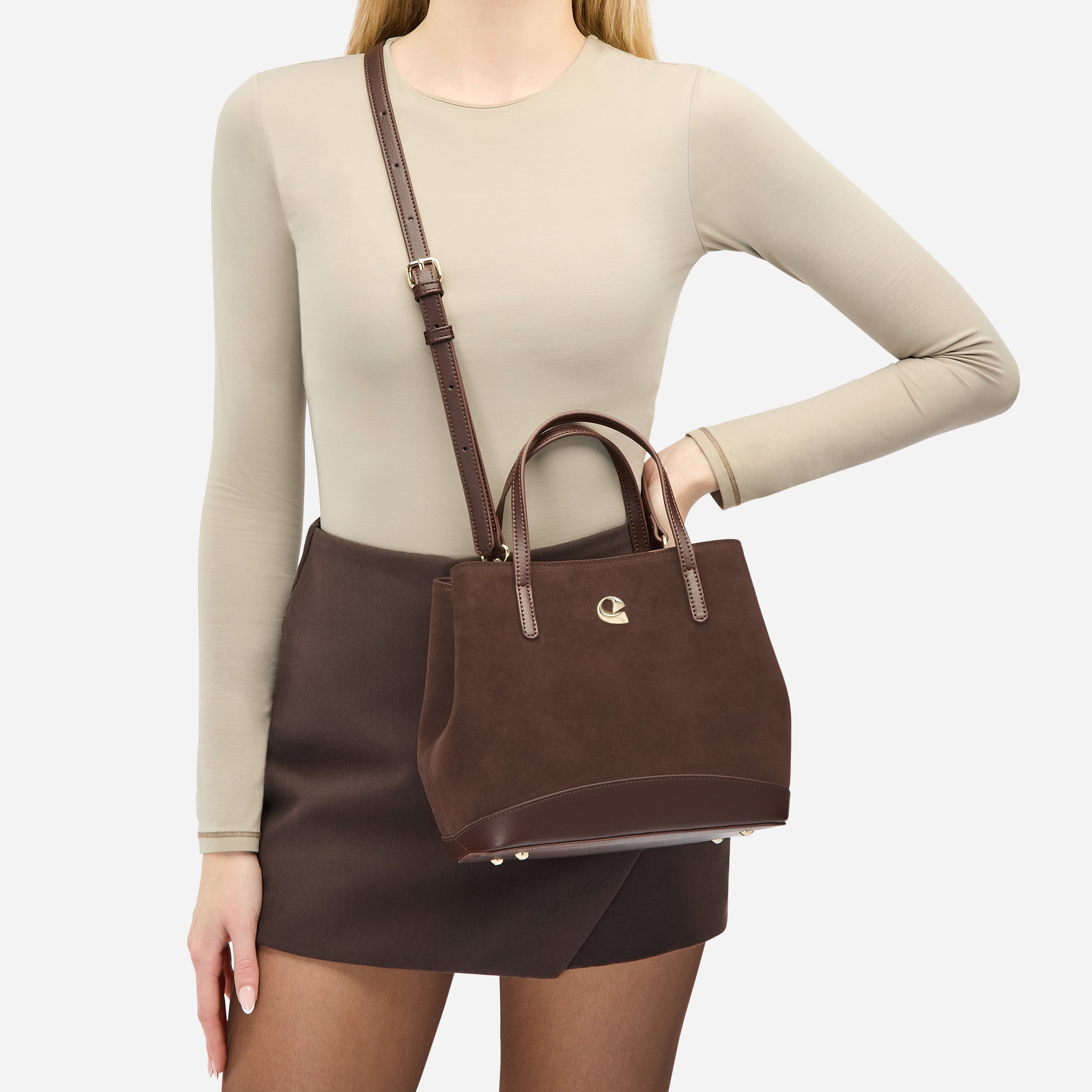 Sac Céleste mini Suede - chocolat