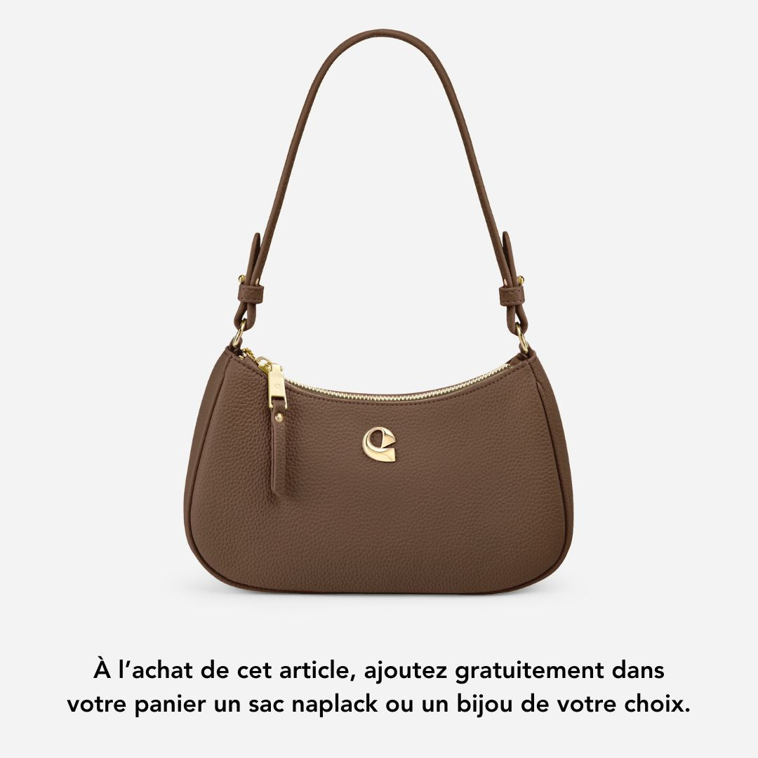 Sac Lune grainé - marron glacé